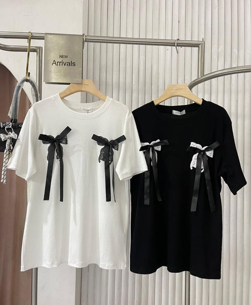 Women Casual Bow Detail T-Shirts